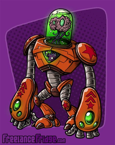 Brain Alien Robot Concept Colored Freelance Fridge