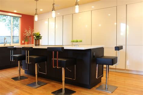 cupertino kitchen  carbon oak  gloss white cabinets contemporary kitchen san