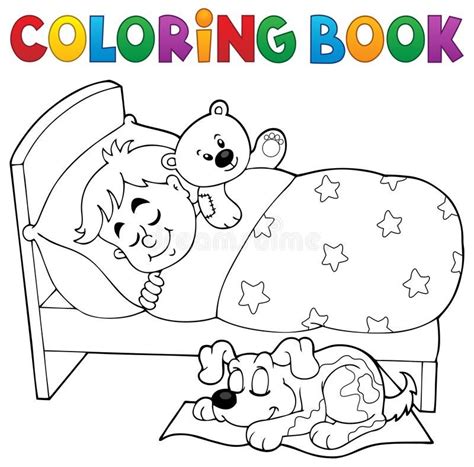 coloring book sleeping child theme  eps vector illustration