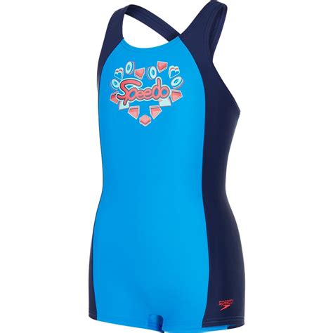 speedo girls fizz express panel legsuit navy bondi blue spearmint