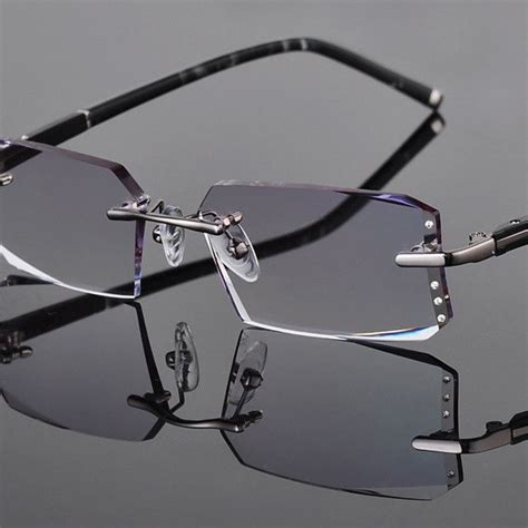metal alloy eyeglasses men rimless prescription reading myopia color mr