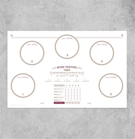 wine tasting placemat instant  score card mat etsy