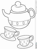 Teacup Tazza Cups Tasse Thé Coloration Coloritura Theekopje Kleurende Teapot Vache Mignonne sketch template