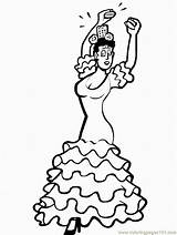 Coloring Pages Dancing Dancer Flamenco Dance Spanish Spain Color Print Gif Popular sketch template