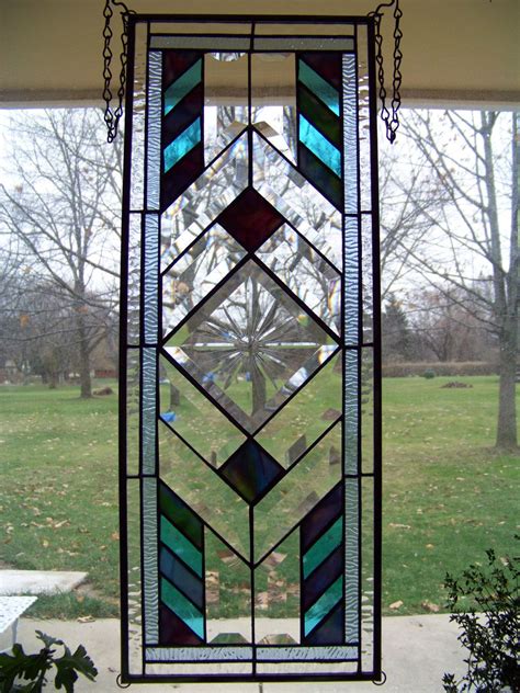 starburst bevel rectangular stained glass panel stained glass bevels
