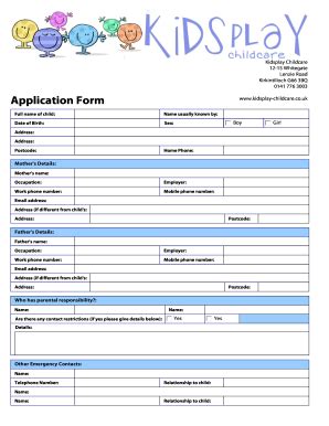 daycare application form fill   sign printable  template