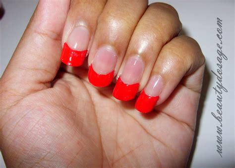Notd Red French Tips With Acrylic False Tips Beauty Dosage