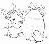 Coloring Easter Bunny Cartoon Pages Kids Print sketch template