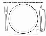 Coloring Plate Dinner Food Pages Printable Thanksgiving Kids Worksheet Worksheets Education Plates Healthy Build Read Pyramid sketch template