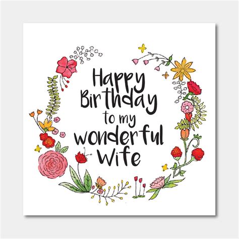 floral happy birthday   wonderful wife card  ivorymint