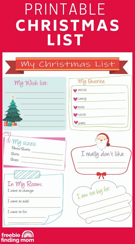 printable christmas list templates christmas list template