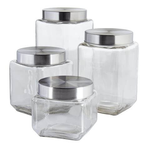 Morningsave Farberware Set Of 4 Glass Canisters With Stainless Steel Lids