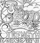 Bible Coloring Strength Lord Pages Journal School Sunday Joy Scripture Verse Colouring Kids Color Prayer Doodle Family Has Adult Doodling sketch template