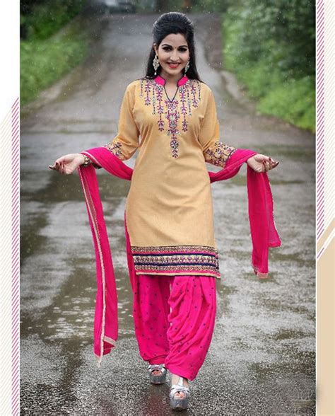 1 cream embroidered cotton patiala salwar suit 2 comes with a