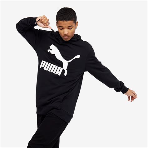 mens clothing puma classics logo hoody cotton black hoodies prodirect soccer