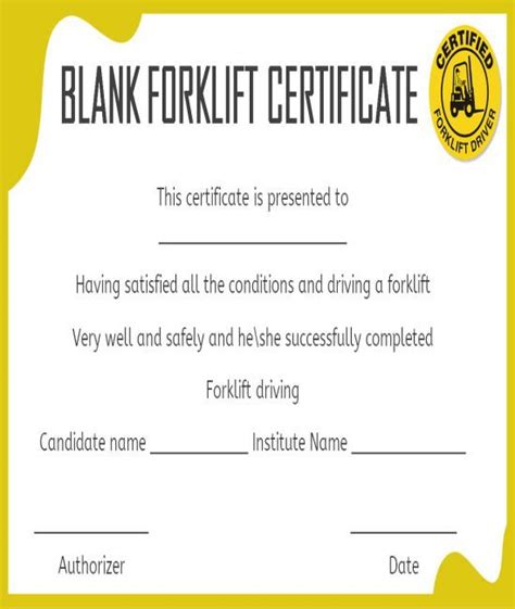 forklift certification card template word printable templates