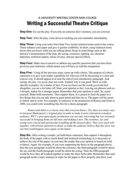 write  theatre critique   write  theatre review
