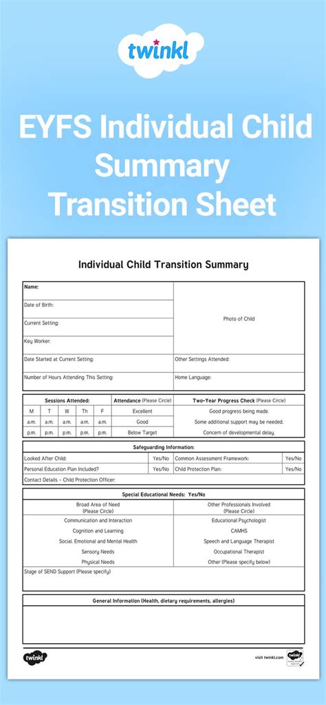transition summary sheet   great   ensuring