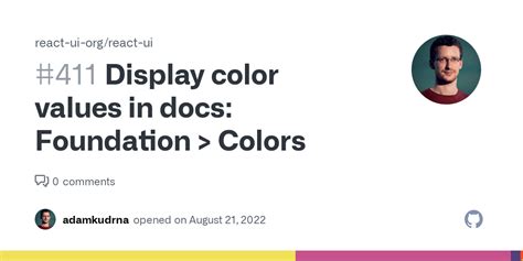 display color values  docs foundation colors issue  react