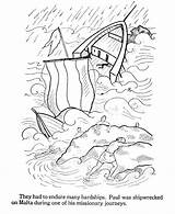 Paul Coloring Pages Bible Shipwrecked Apostle Printables Testament Shipwreck Kids Pauls Silas School Sunday Prison Apostles Old Crafts Malta Craft sketch template