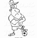 Coach Cartoon Soccer Foot Vector Ball Coloring Man Outlined Resting Ron Leishman Royalty sketch template