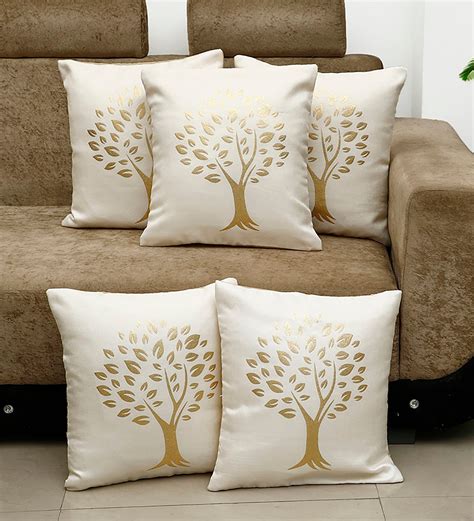 buy foil printed jute floral pattern  inches cushion covers set    hosta homes