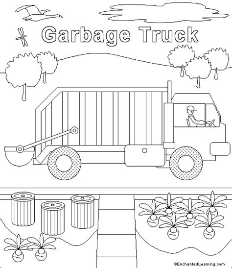 garbage truck coloring page enchantedlearningcom