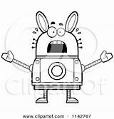 Rabbit Robot Scared Clipart Cartoon Thoman Cory Outlined Coloring Vector Dumb 2021 sketch template