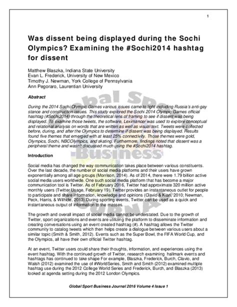 pdf was dissent being displayed during the sochi olympics examining