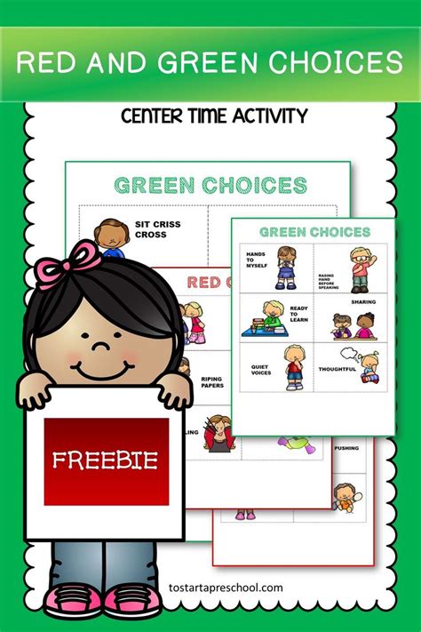 red  green choice cards preschool   green choices