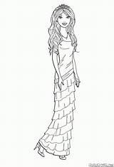 Barbie Coloring Dress Elegant Pages sketch template