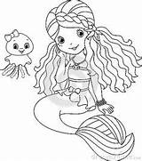 Coloring Mermaid Pages Illustration Barbie Jellyfish Pet Vector Cartoon Stock álbum Escolher sketch template