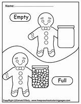 Gingerbread Man Opposites Empty Worksheets Kids Preschool Kindergarten Coloring Printable Pages sketch template