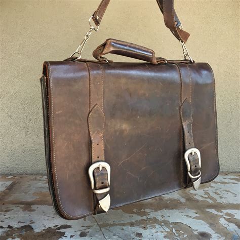 vintage brown leather messenger bag  men shoulder bag distressed leather laptop bag  school