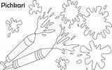 Holi Pichkari Coloring Pages Clipart Colouring Drawing Kids Festival Happy Blank Greeting Color Clip Printable Print Easy Getcolorings Drawings Painting sketch template