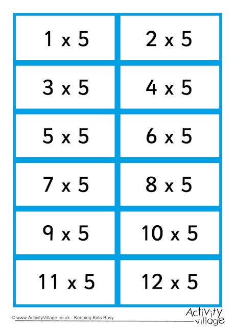times table flash cards