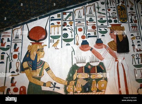 Wall Painting Depicting The Goddess Isis With Nefertari