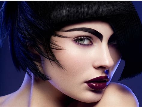 High Contrast Black Hair With Pale Skin Strong Brow And Lip