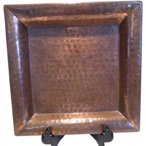 vintage hammered copper square serving tray platter sold on ruby lane