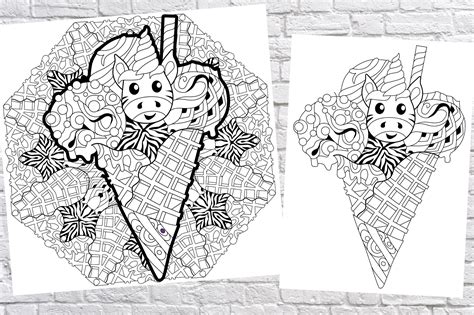 ice cream  coloring pages  watercolor fantasies thehungryjpeg