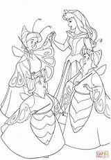 Coloring Fairies Pages Sleeping Beauty Good Butterflies Dressed Printable Supercoloring Anime sketch template
