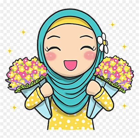 animasi hijab gambar kartun muslimah