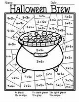 Halloween Color Addition Number sketch template