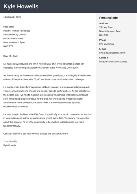 cover letter examples  students  letter template collection