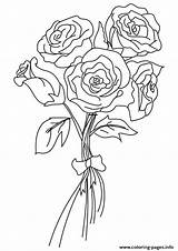 Roses Bunch Coloring A4 Pages Printable Rose sketch template