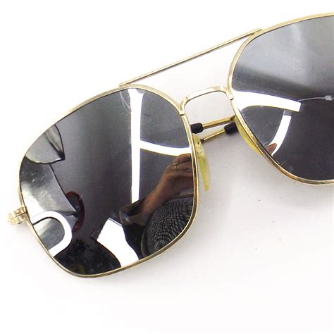 Square Aviator Sunglasses Vintage 80s Nos Sun Glasses Gold Etsy