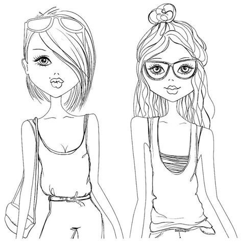 coloring pages fashionable girls