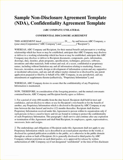 nda agreement template  nda template  disclosure agreement template unilateral