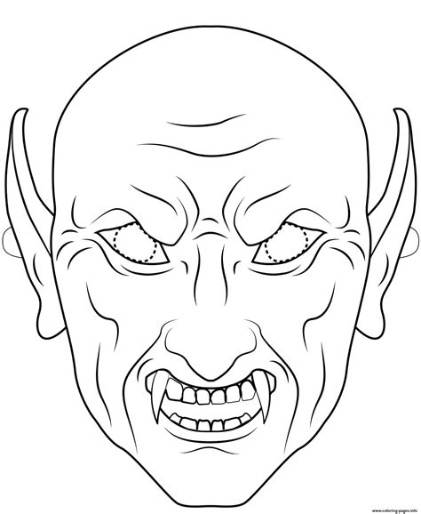 vampire mask outline halloween coloring page printable