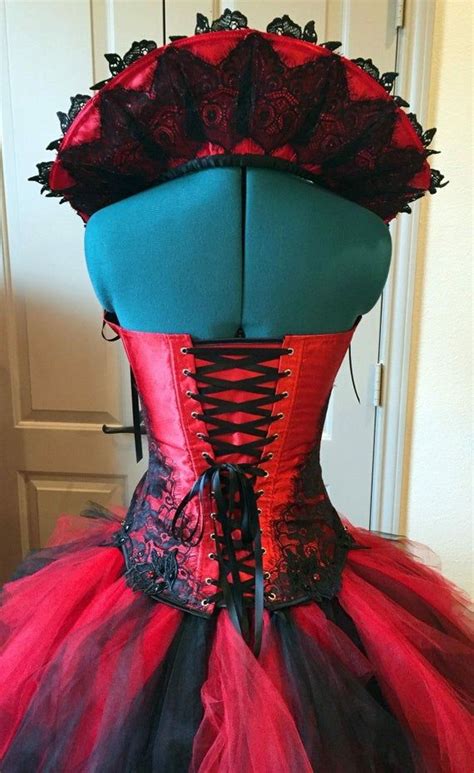 custom evil queen costume corset red  black gown burlesque etsy red queen costume evil